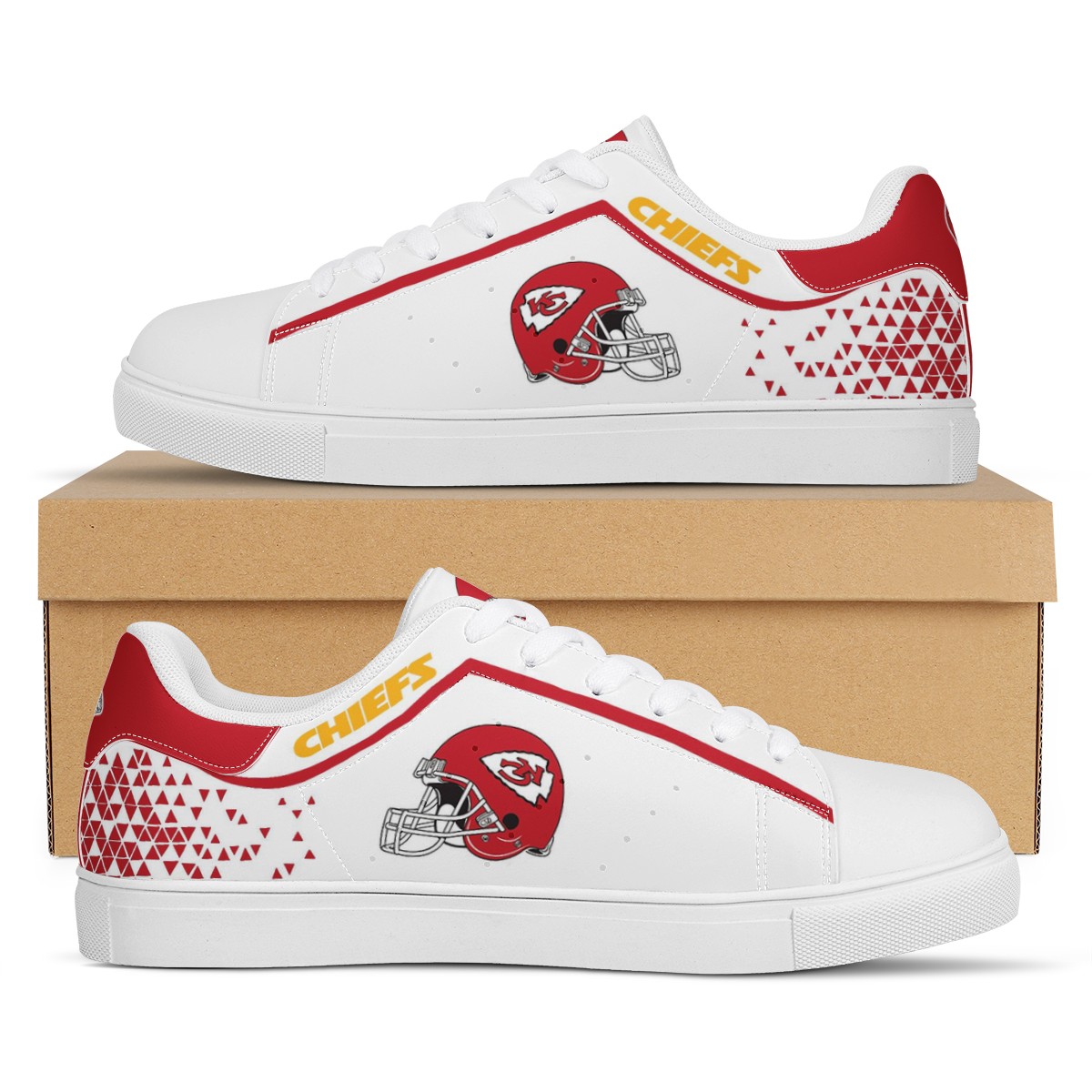 Women's Kansas City Chiefs Low Top Leather Sneakers 002